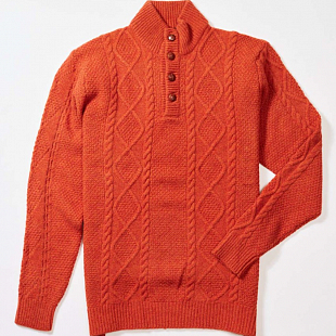 2Картинка Osborne Lambswool Large Cable Butonned Mock Neck Ember